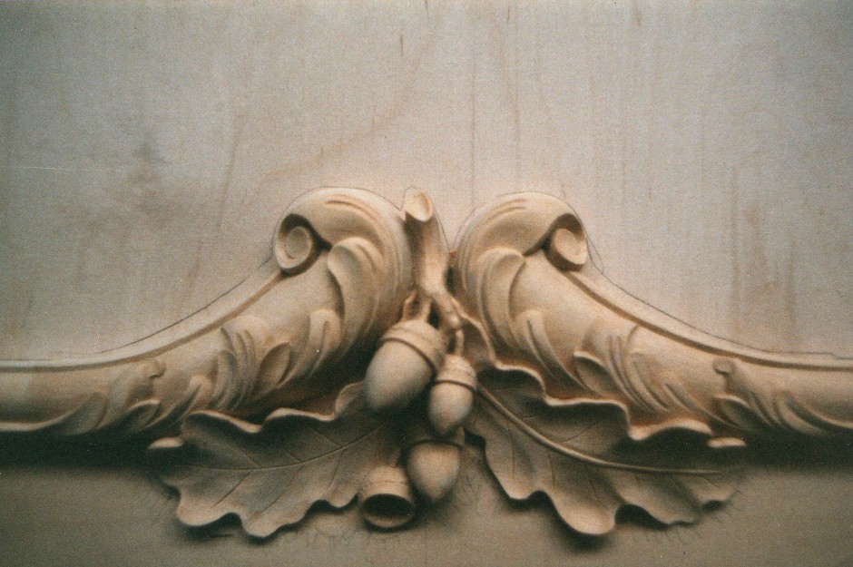 Additional close up of wardrobe door carving - Dave Gilmour hand carved wardrobe