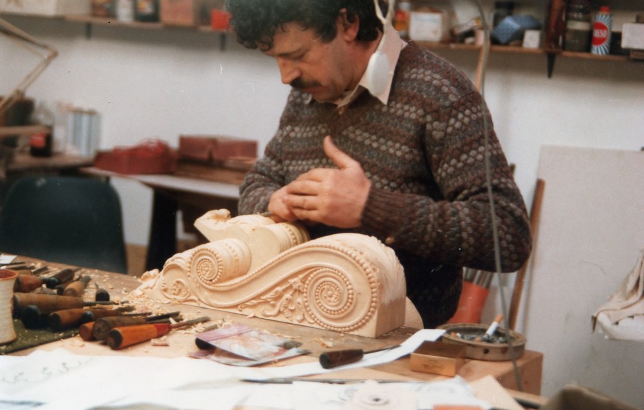 Carving of Overdoor Bracket in Progress - overdoor bracket carving saraba jose