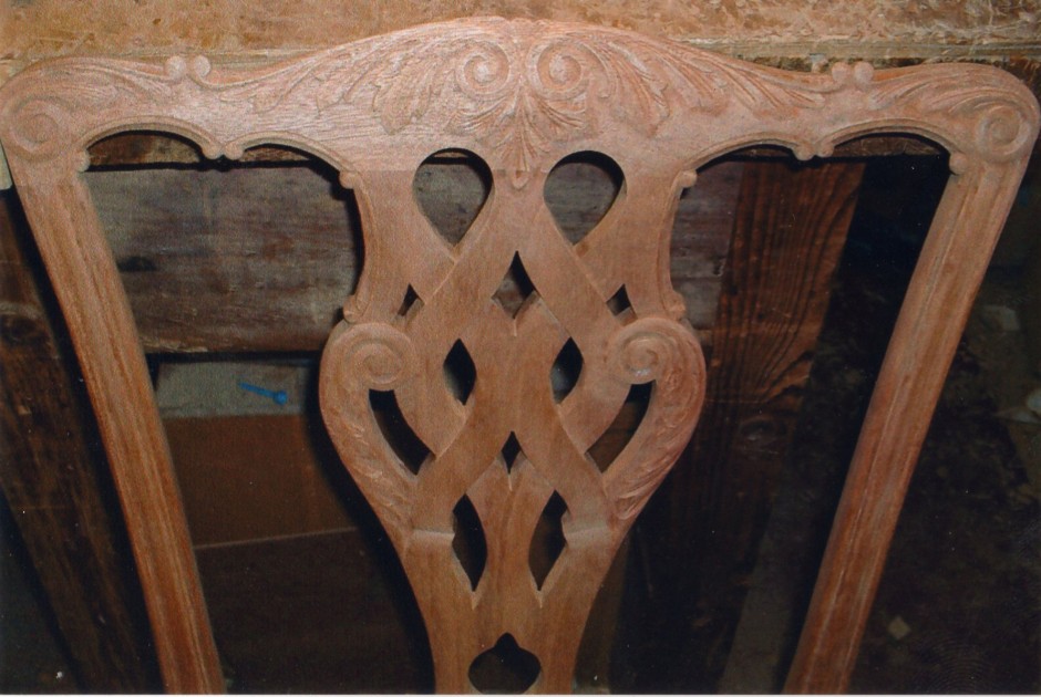 Detail of chair back showing wood carving - chippendale style chair back wood carving