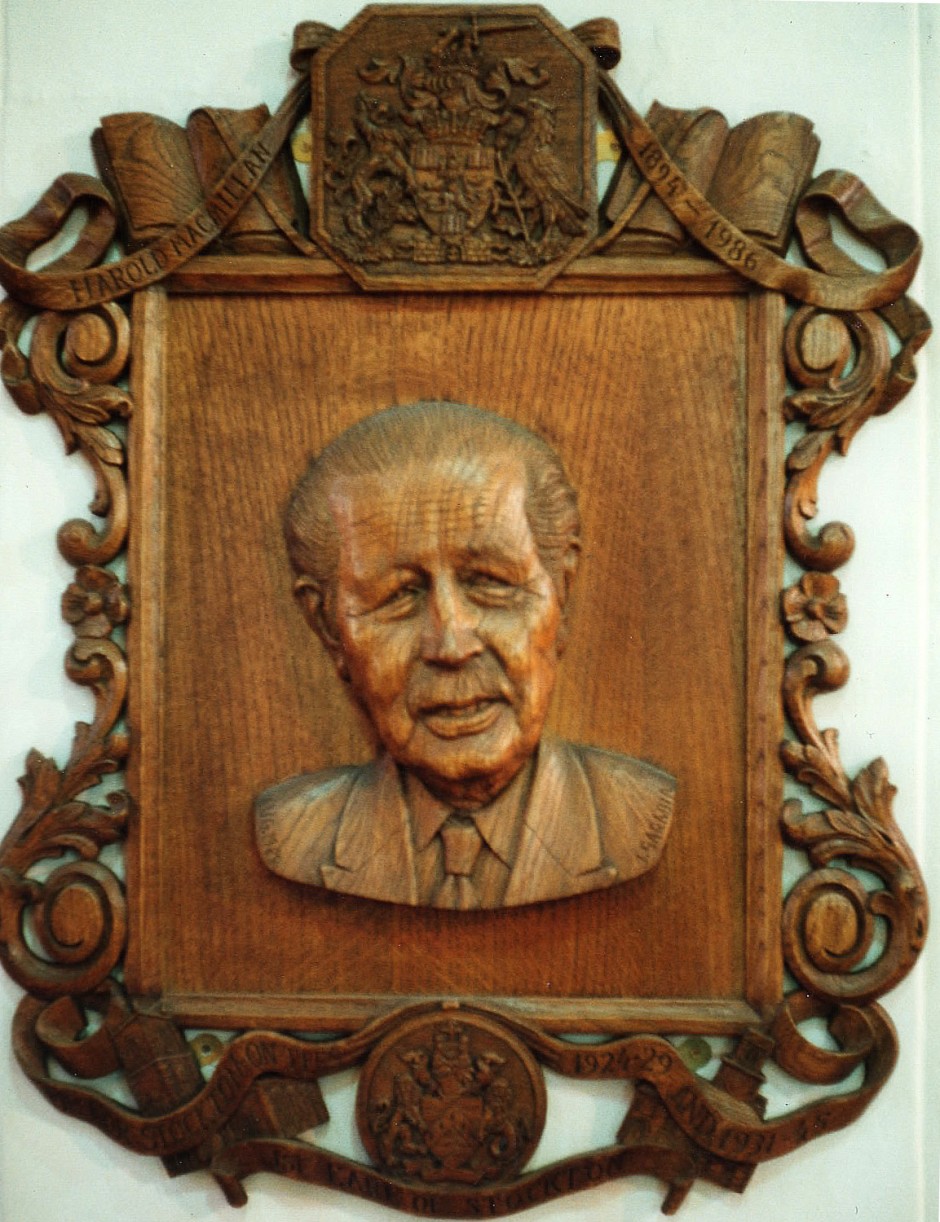 Harold Macmillan Carved Wall Plaque - Harold Macmillan wood carving wall plaque