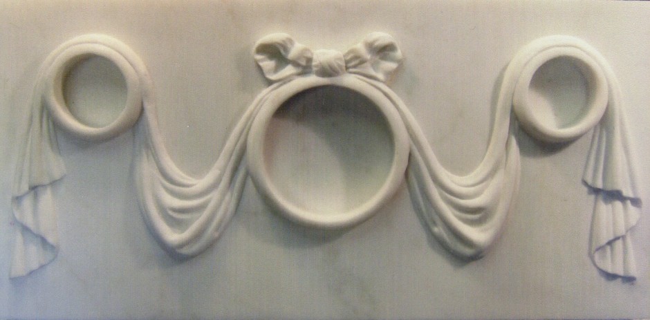 Hooped Drapes With A Central Ribbon Carved From Marble - marble carving hooped drapes ribbon