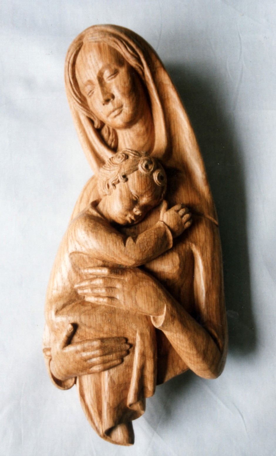 Mary And Jesus Carved In Oak - mary jesus wood carving oak