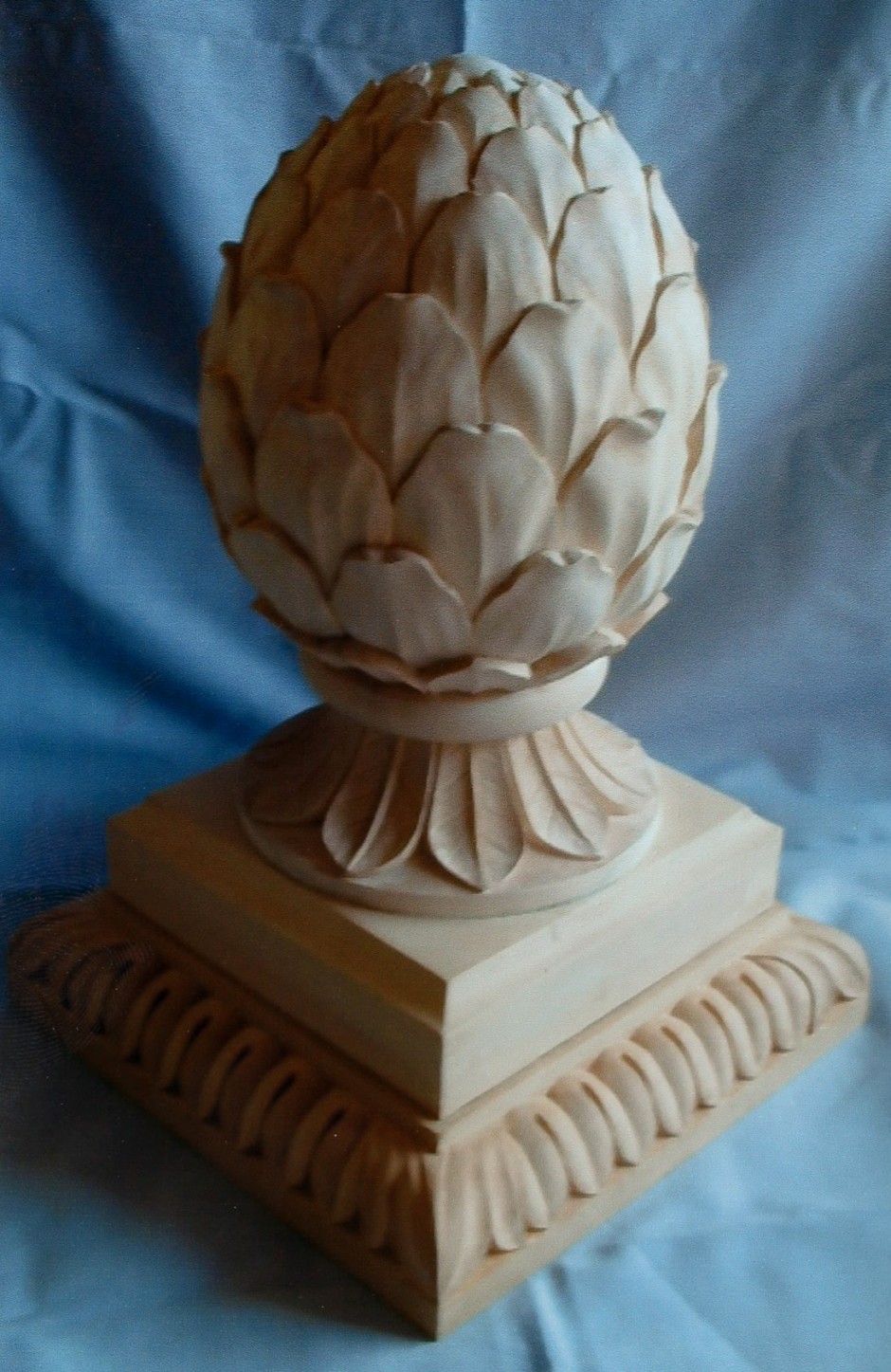 The Finished Ornamental Pineapple - pineapple, ornament, wood carving, stone casting