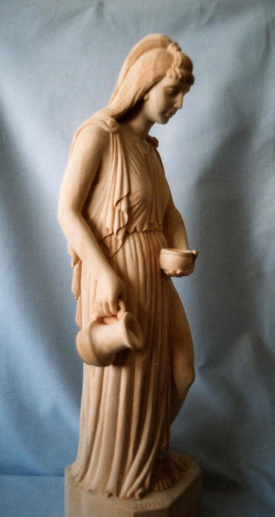 Water Maid - additional view - water maid, water giver, wood carved, garden ornament, jelluton